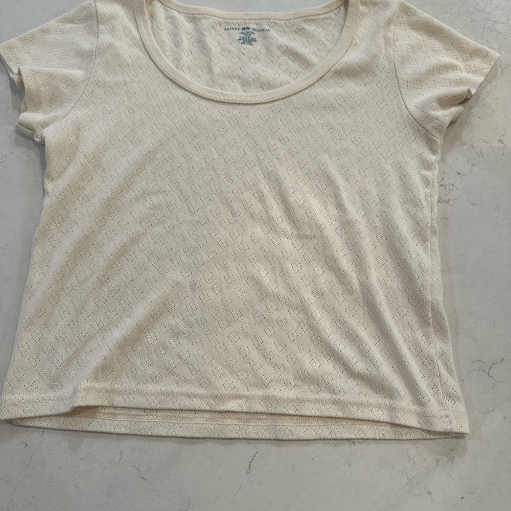 Brandy Melville Cream Crop Tee Short Sleeve Relaxed